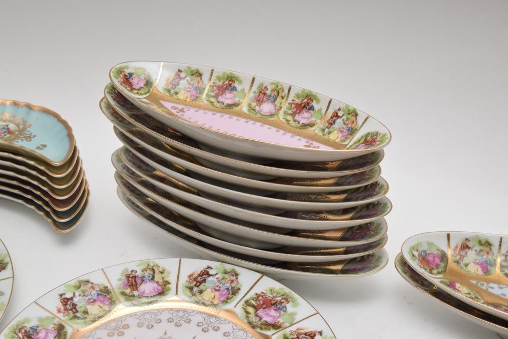 Vintage Vienna and Bavaria JKW Courting Couple Hand Painted Bavarian China