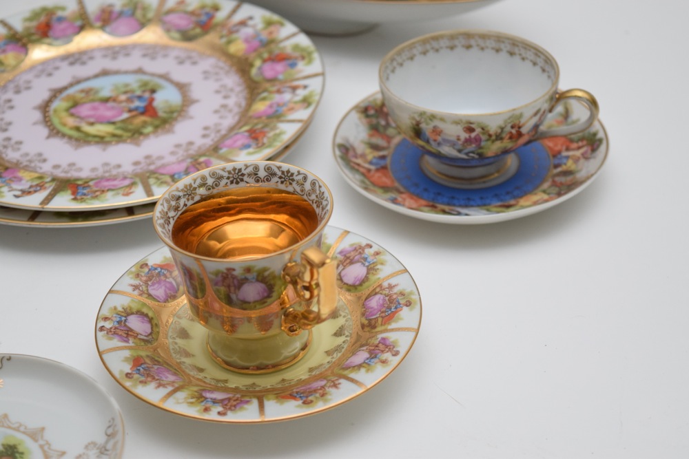 Vintage Vienna and Bavaria JKW Courting Couple Hand Painted Bavarian China