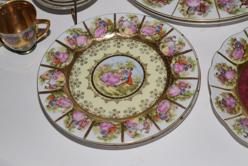 Vintage Vienna and Bavaria JKW Courting Couple Hand Painted Bavarian China