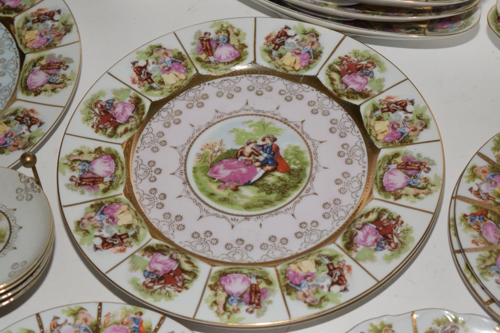 Vintage Vienna and Bavaria JKW Courting Couple Hand Painted Bavarian China