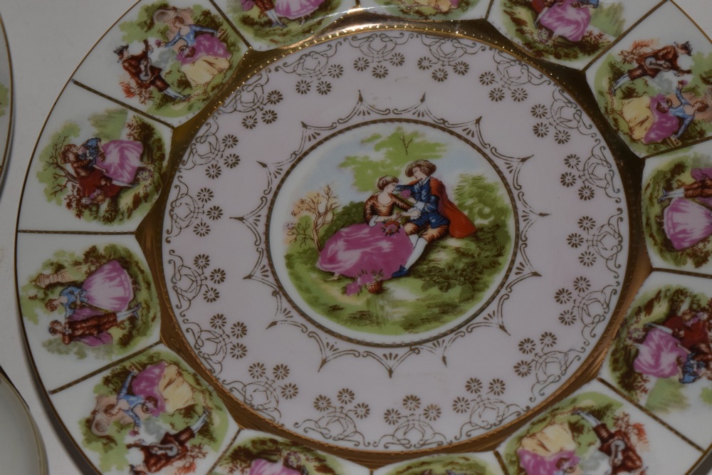 Vintage Vienna and Bavaria JKW Courting Couple Hand Painted Bavarian China