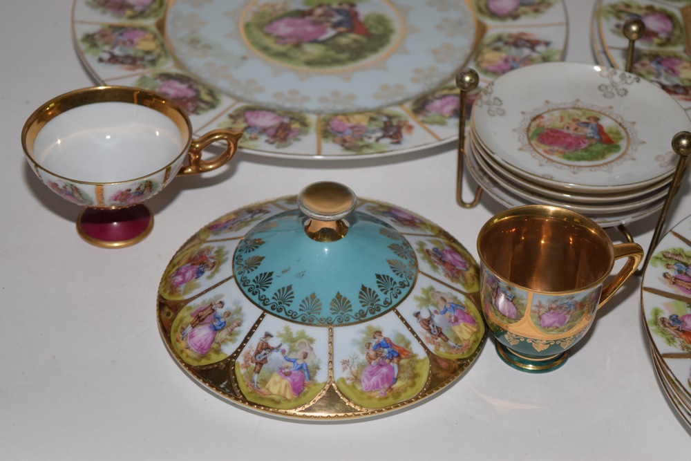 Vintage Vienna and Bavaria JKW Courting Couple Hand Painted Bavarian China
