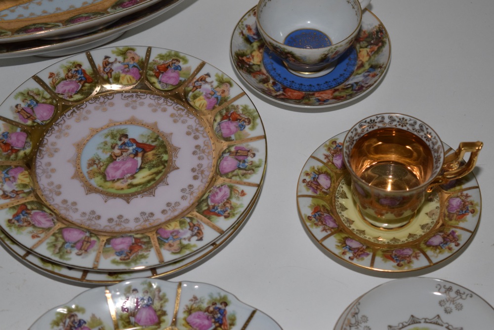 Vintage Vienna and Bavaria JKW Courting Couple Hand Painted Bavarian China