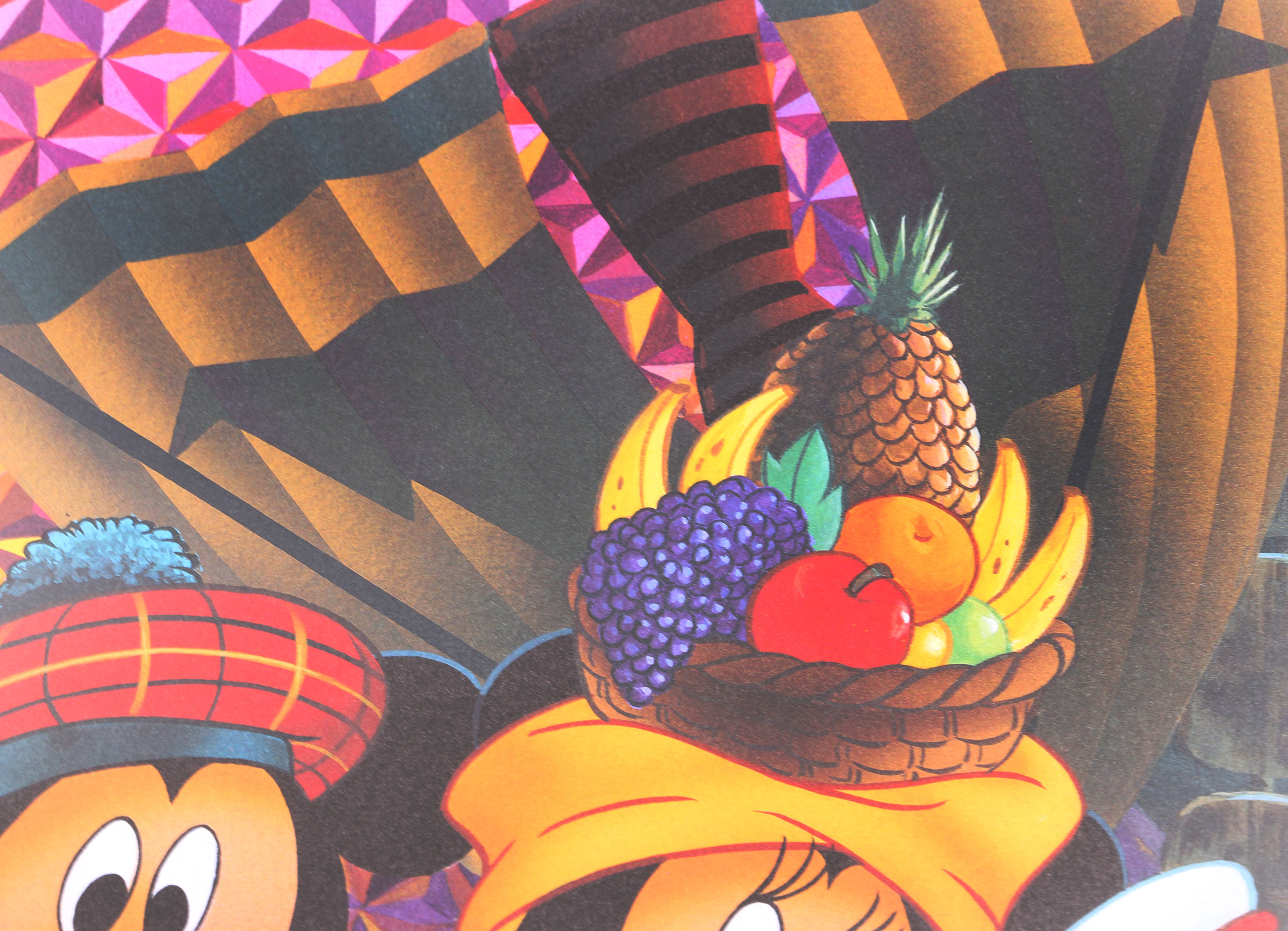 Don Williams Lithograph on Paper of Disney Characters at Epcot for New Year's 2000