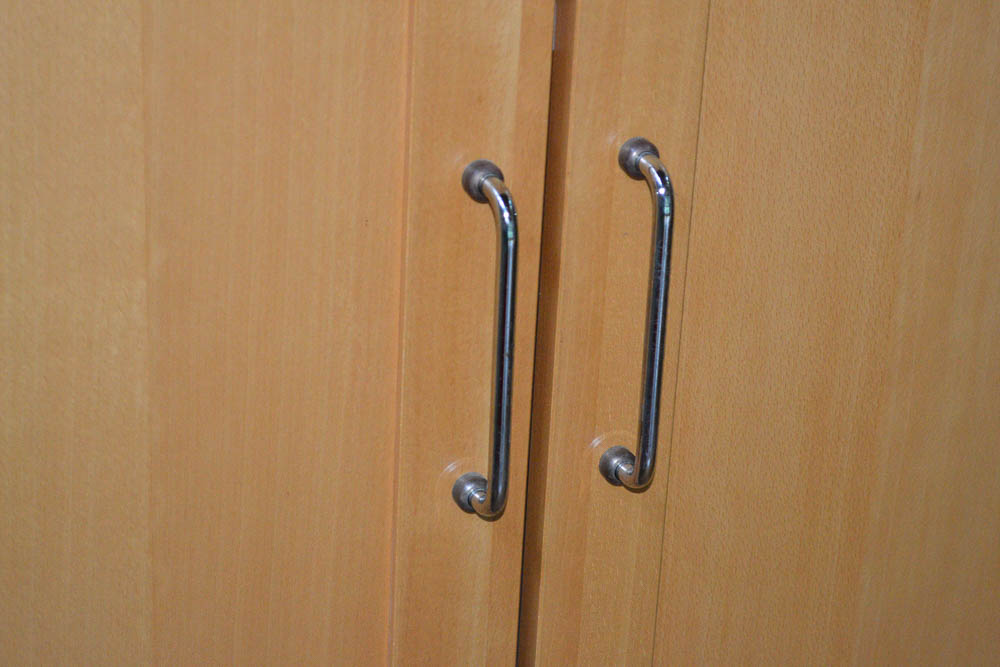 Birch Veneer Front Four Door Storage Cabinet