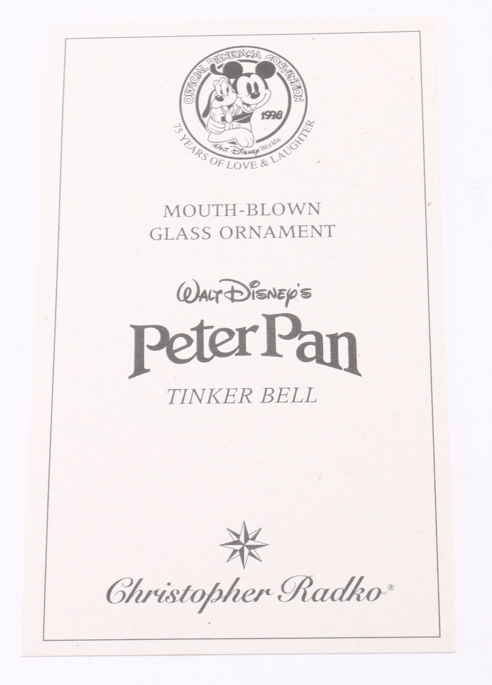 1996 Christopher Radko Disney's "Tinker Bell" Blown Glass Ornament