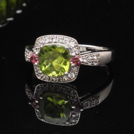 Sterling Silver Cubic Zirconia Ring and Green Gemstone Bracelet