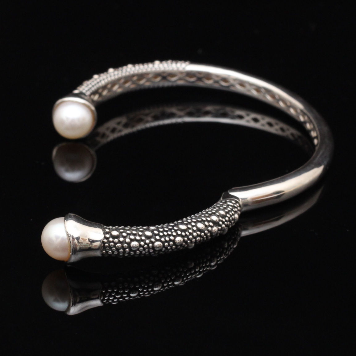 Michael Dawkins Sterling Silver Cultured Pearl Bangle Bracelet