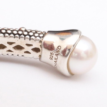 Michael Dawkins Sterling Silver Cultured Pearl Bangle Bracelet