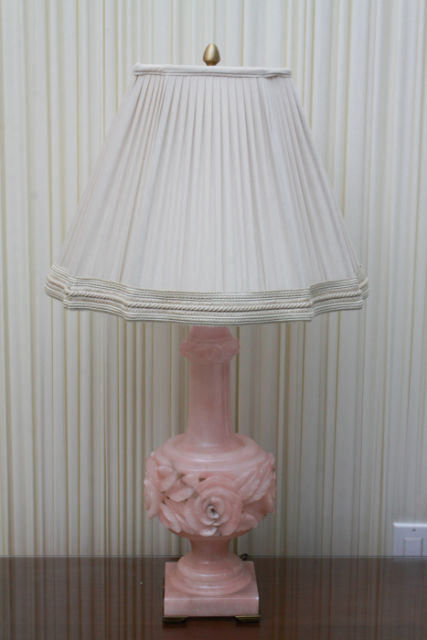 Pair of Pink Alabaster Table Lamps