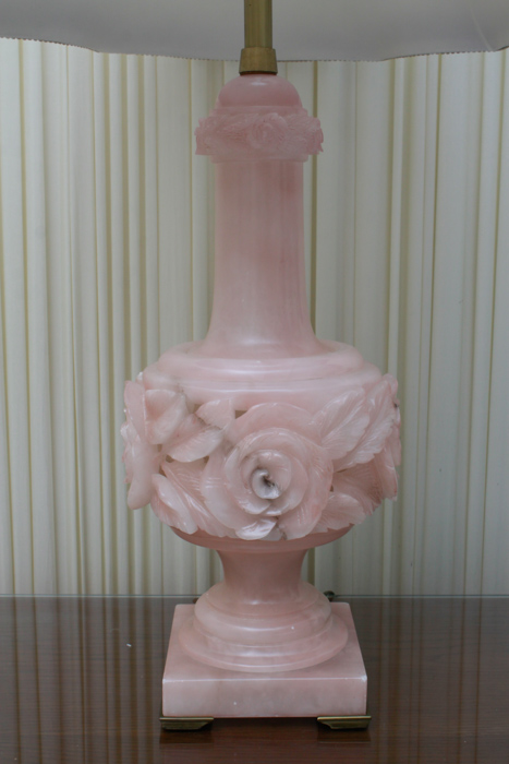 Pair of Pink Alabaster Table Lamps