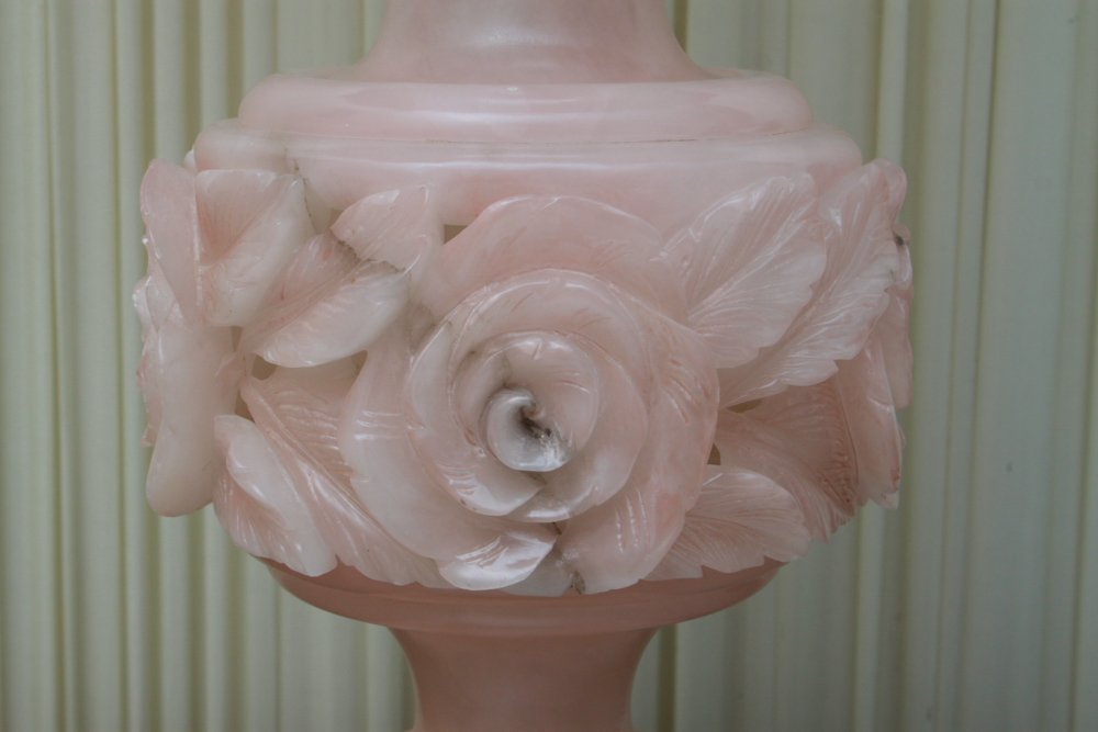 Pair of Pink Alabaster Table Lamps