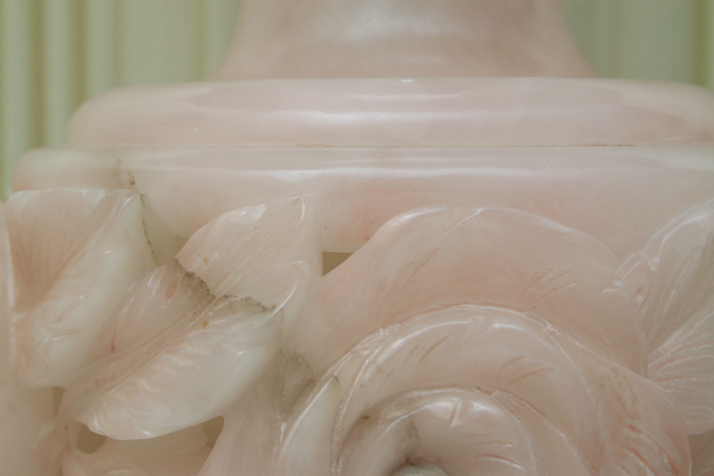 Pair of Pink Alabaster Table Lamps