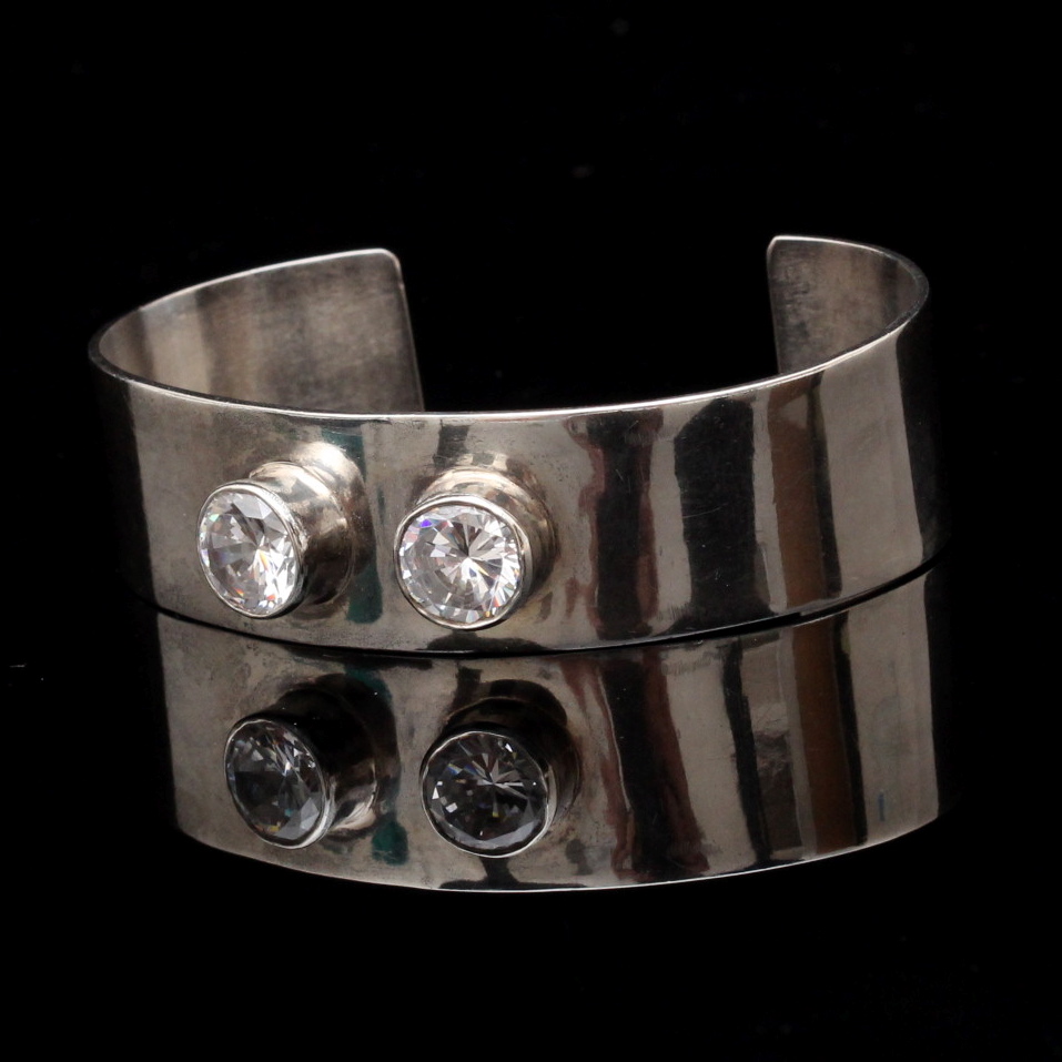 Sterling Silver Cubic Zirconia Cuff Bracelet