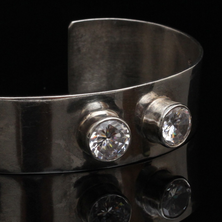 Sterling Silver Cubic Zirconia Cuff Bracelet