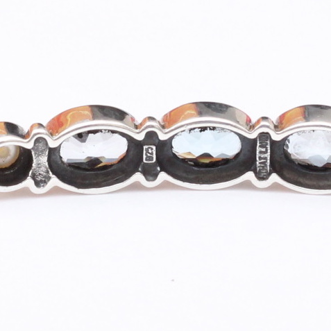 Sterling Silver Blue Topaz and Pearl Bracelet