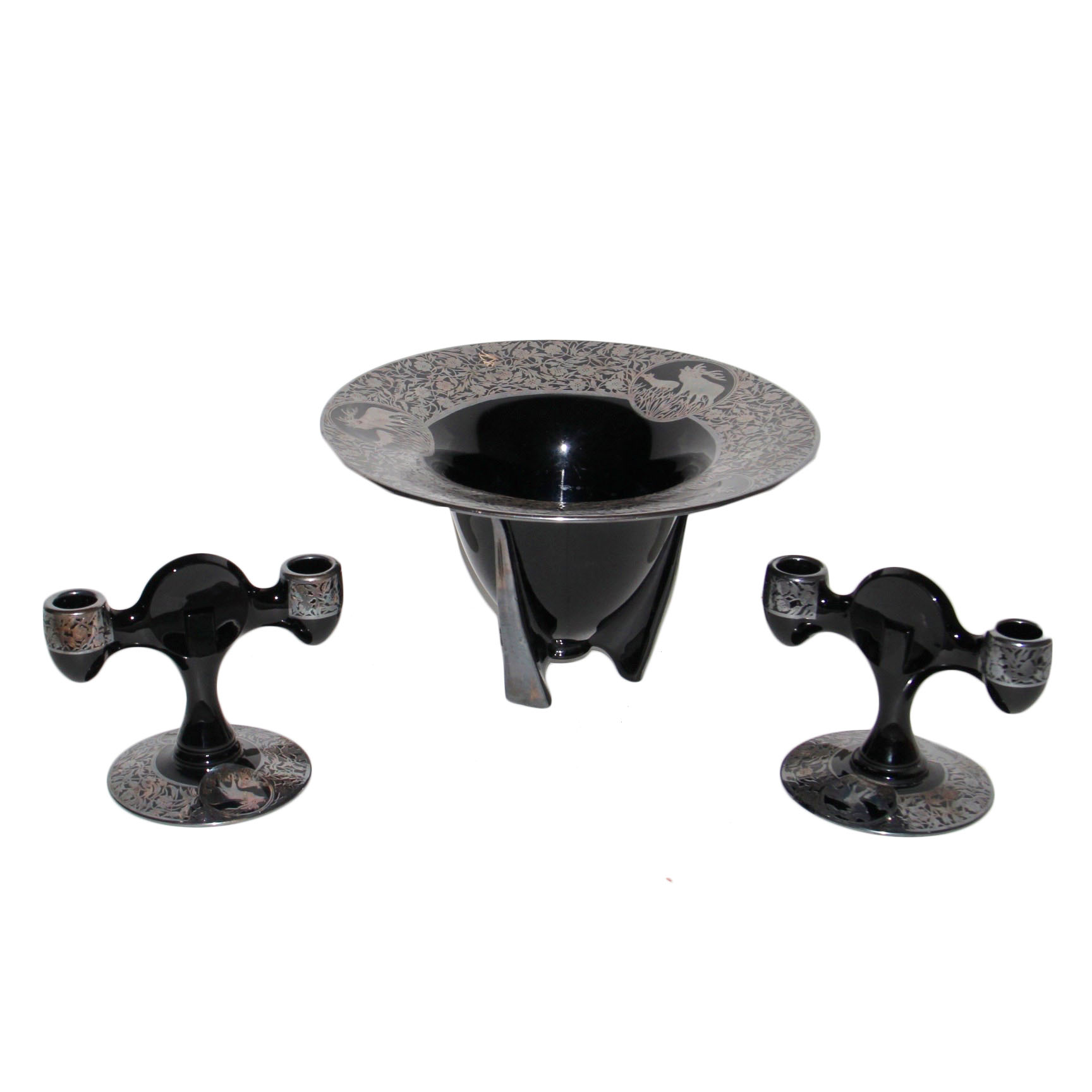 Circa 1910 Art Deco Rockwell Sterling Overlay Pieces