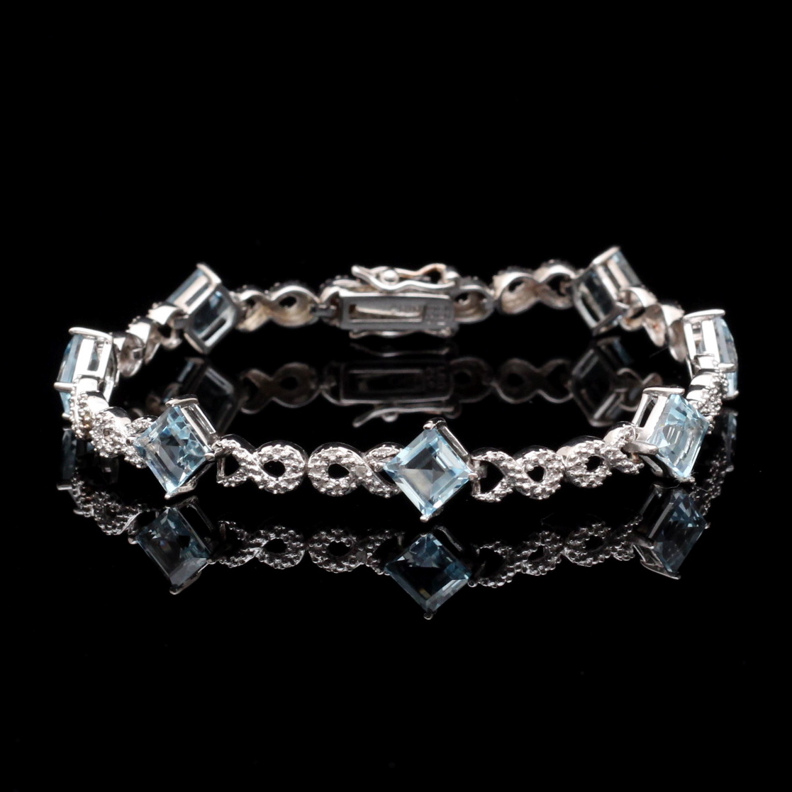 Sterling Silver Blue Topaz Bracelet