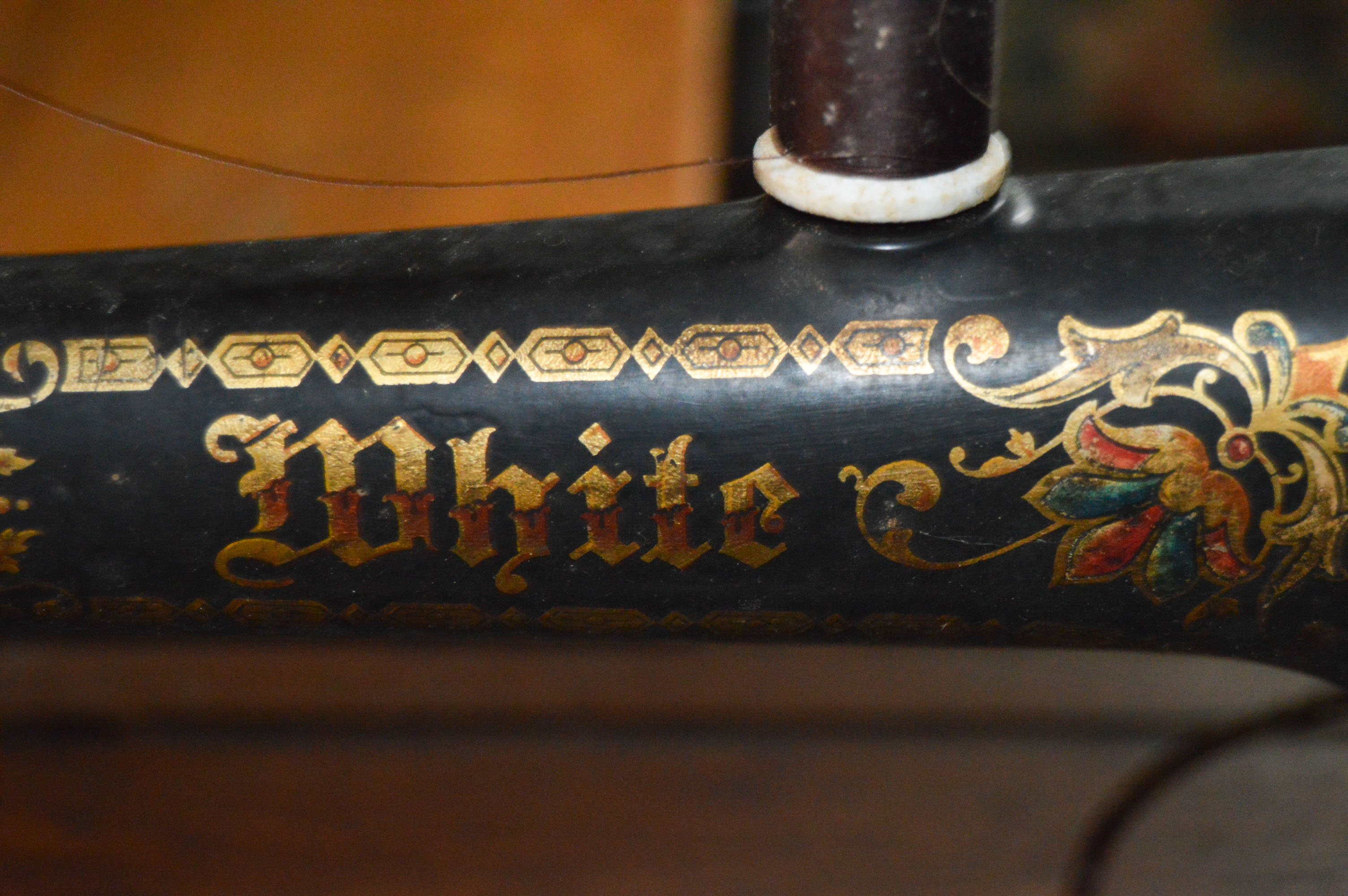 Antique White Sewing Machine Table