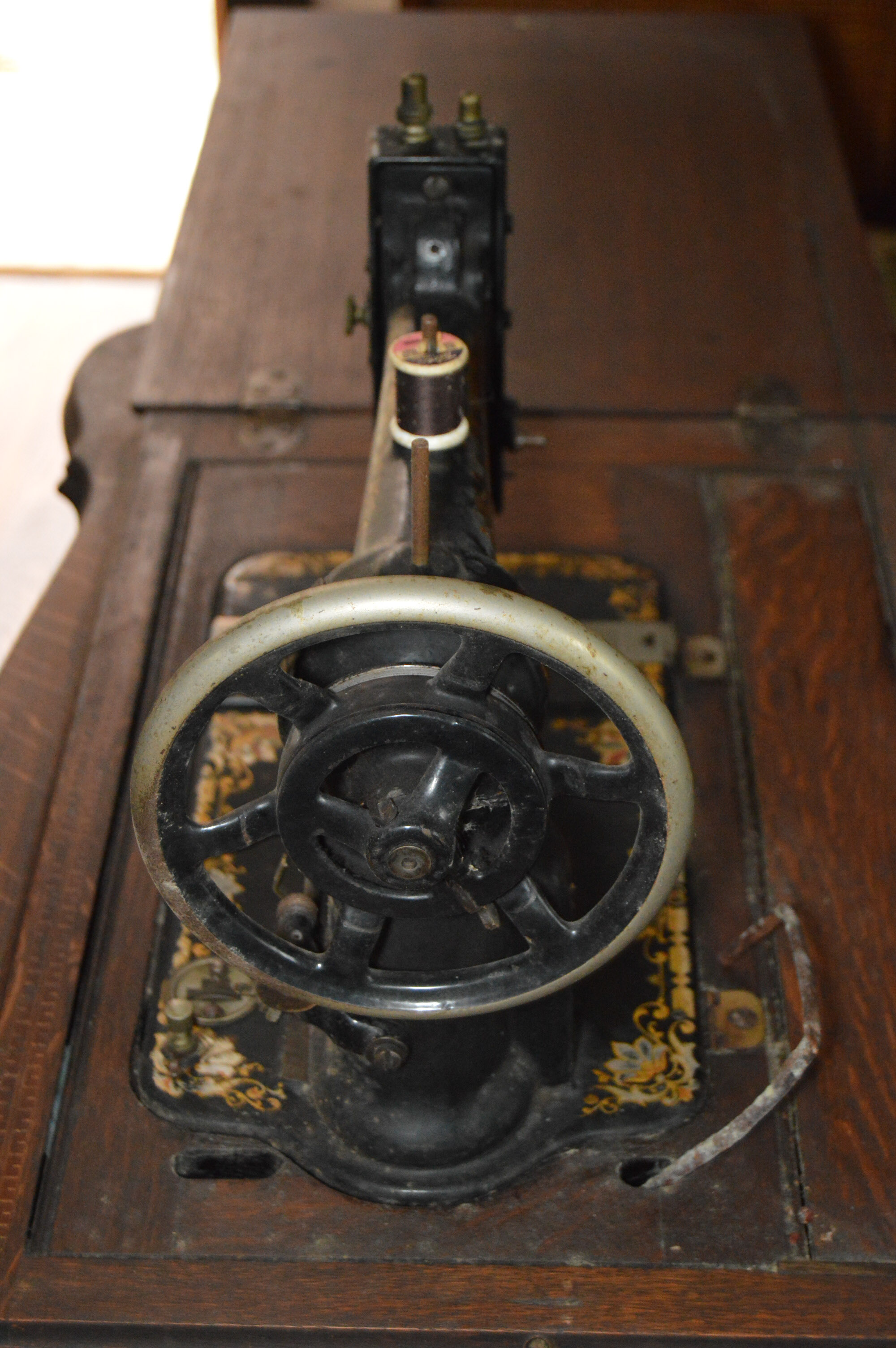 Antique White Sewing Machine Table