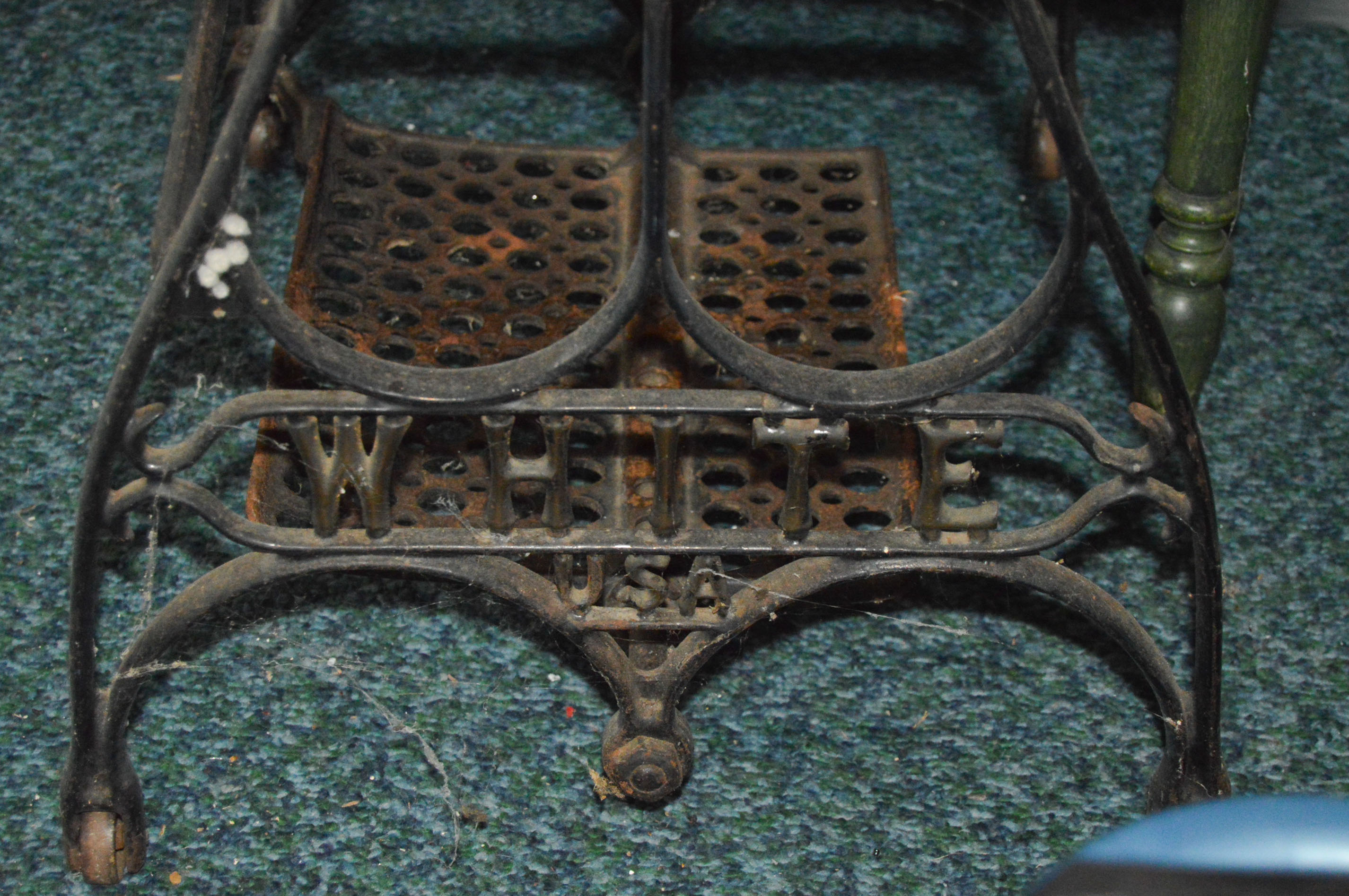 Antique White Sewing Machine Table