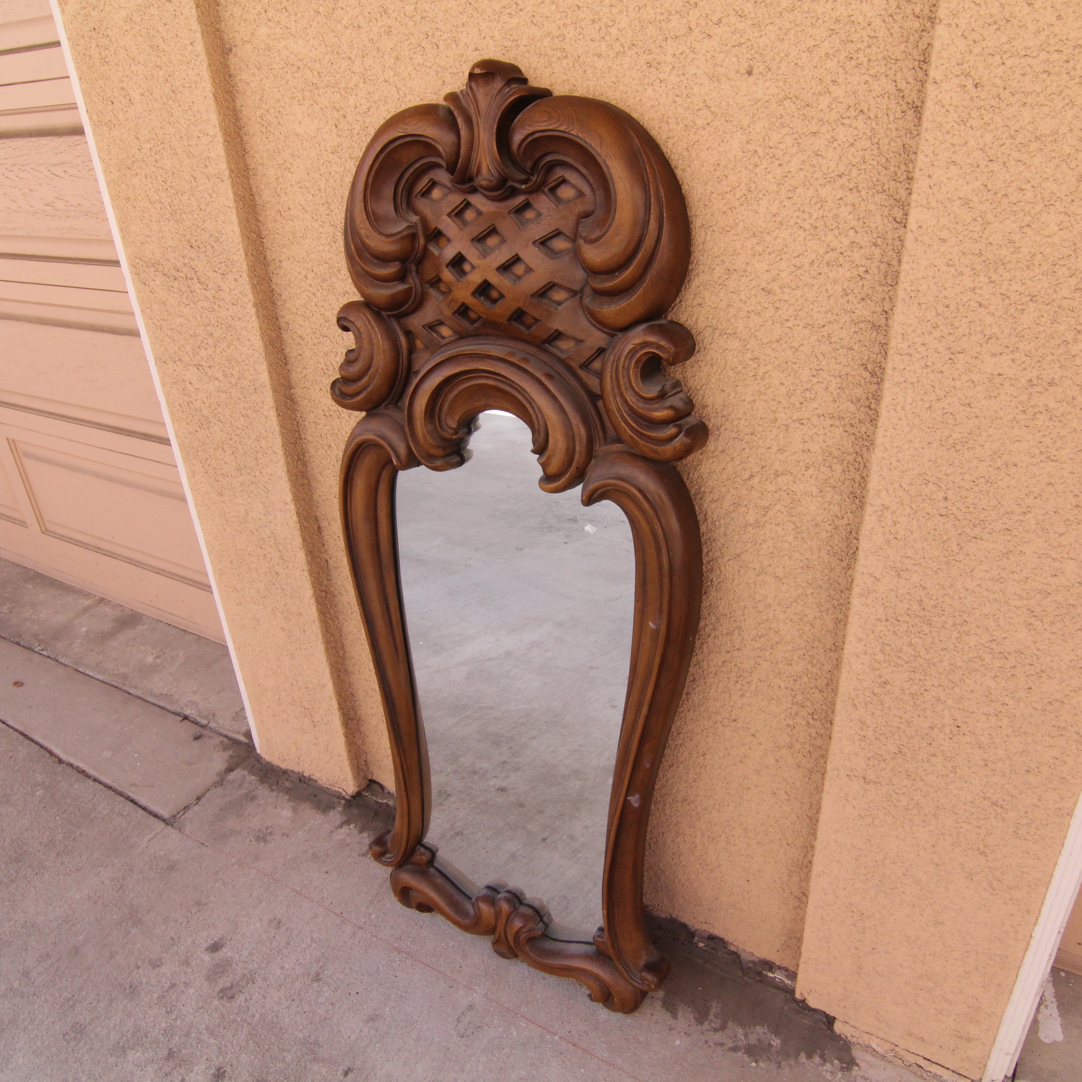 Ornate Wall Mirror with Wood Laminate Frame