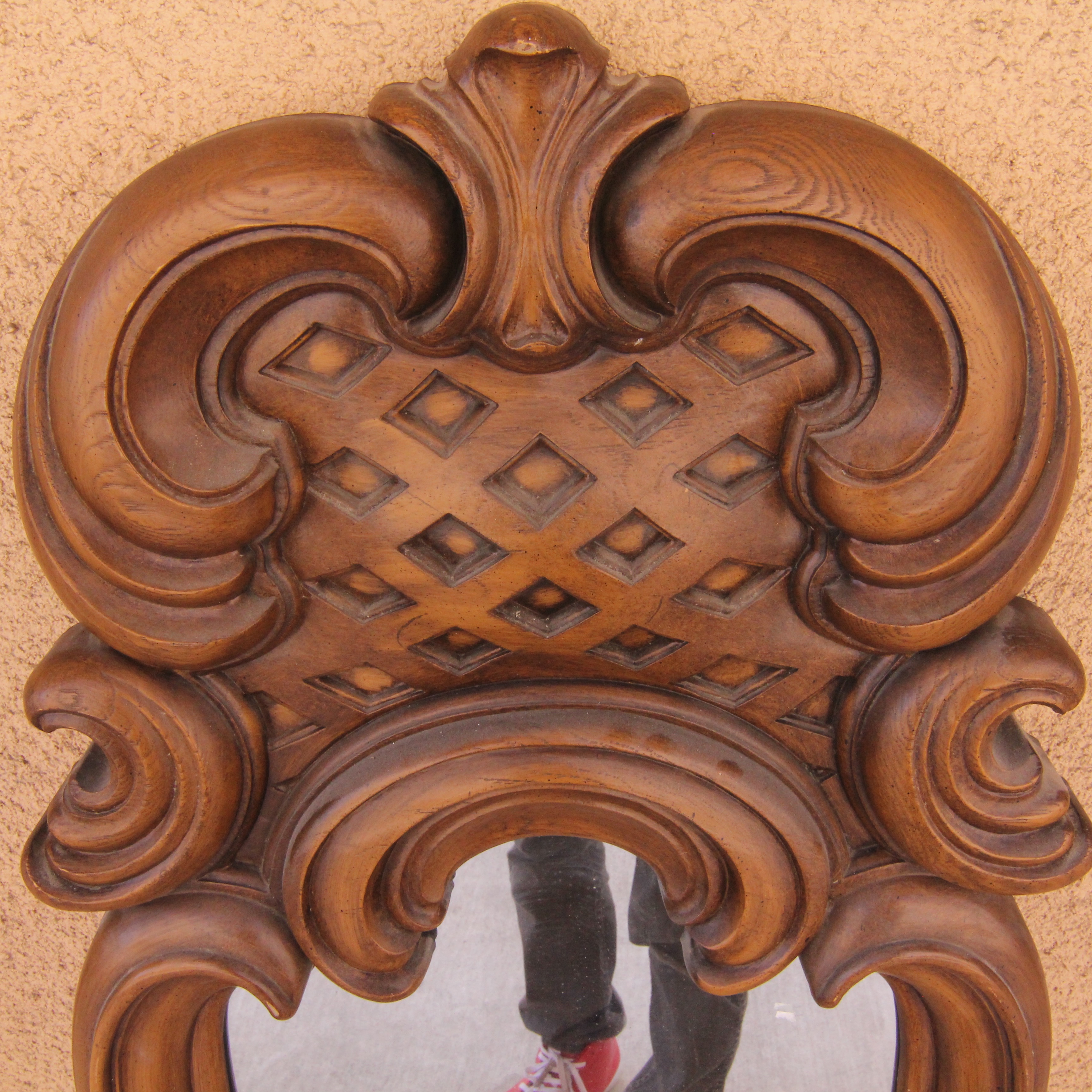 Ornate Wall Mirror with Wood Laminate Frame