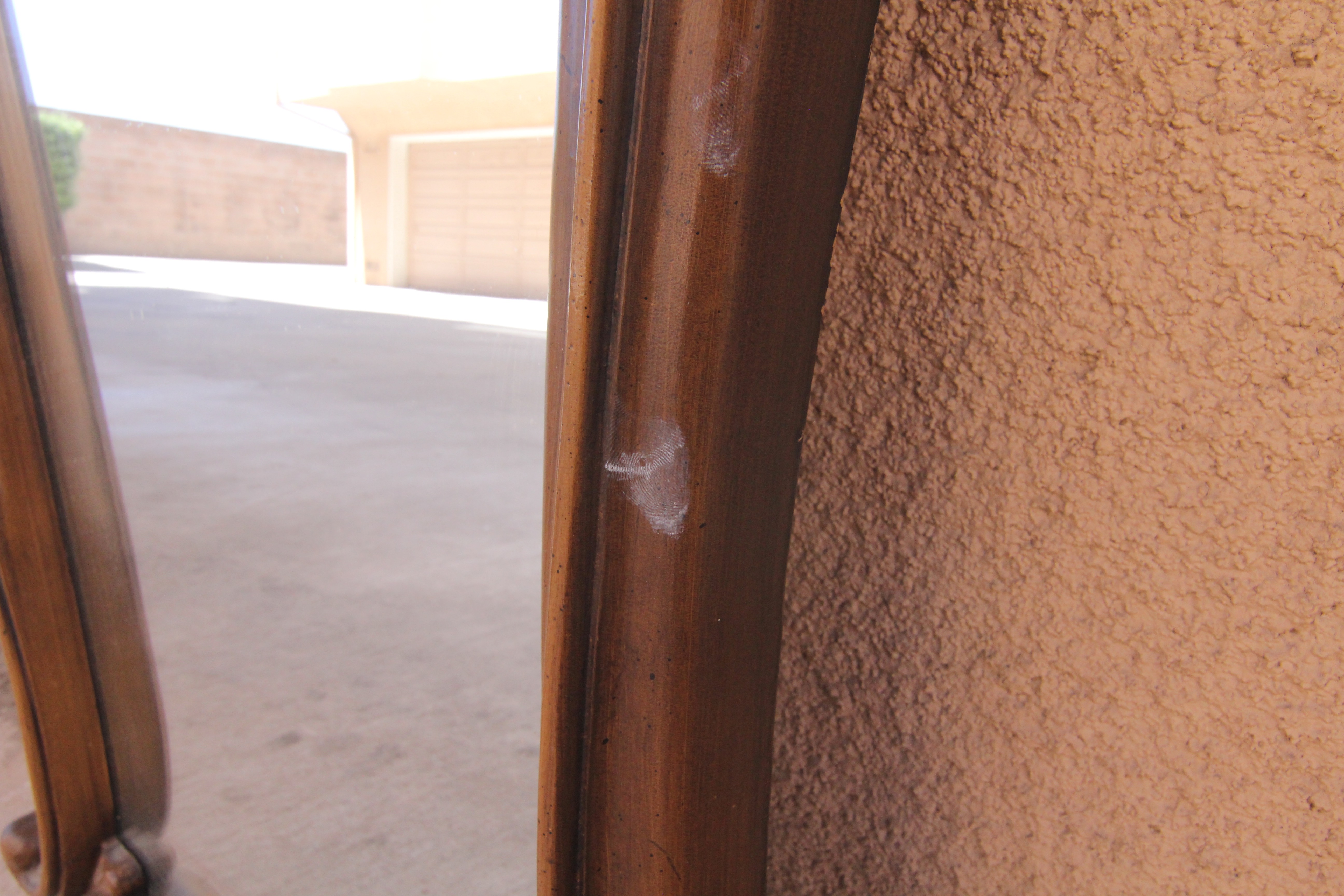 Ornate Wall Mirror with Wood Laminate Frame