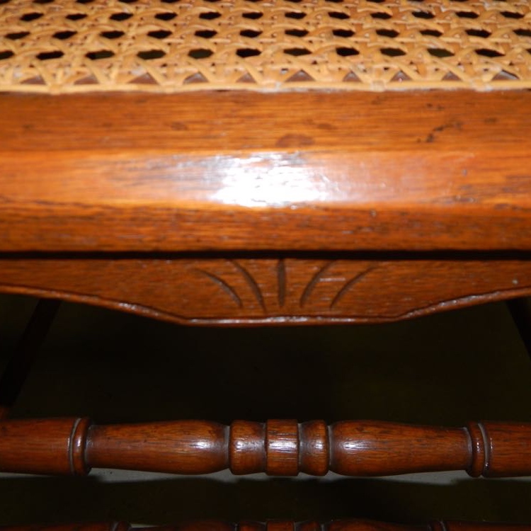 Six Eastlake Victorian Carved Cane Seat Chairs