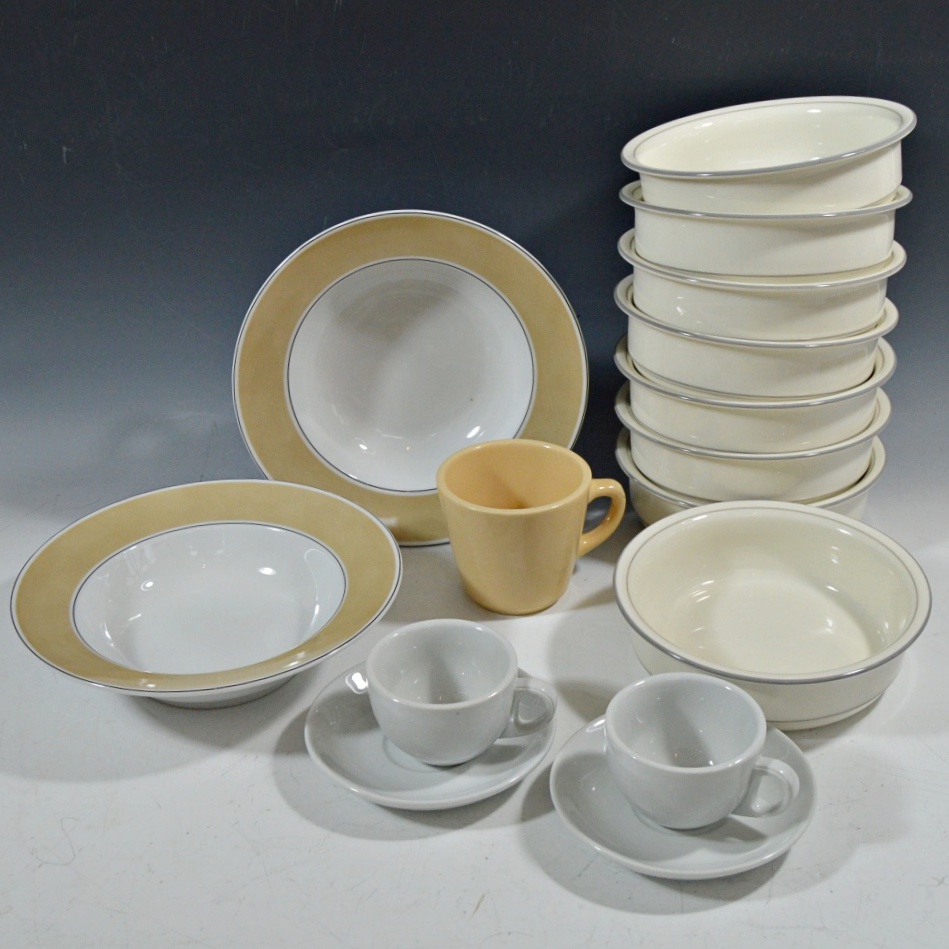 China in White and Beige with Eight Lenox Bowls