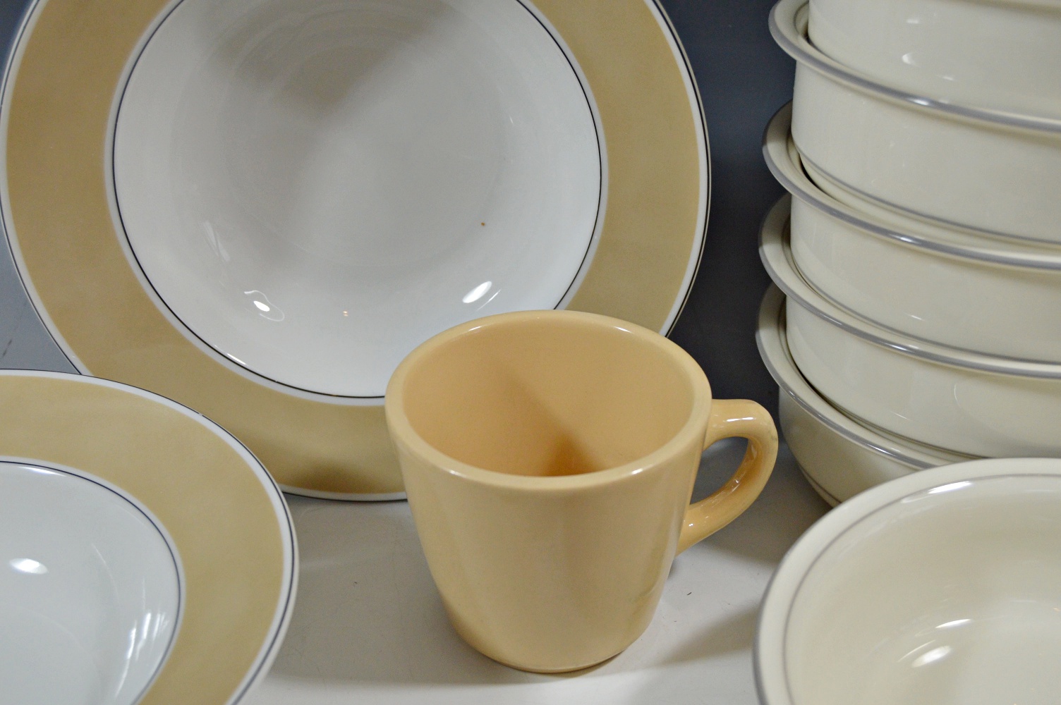 China in White and Beige with Eight Lenox Bowls