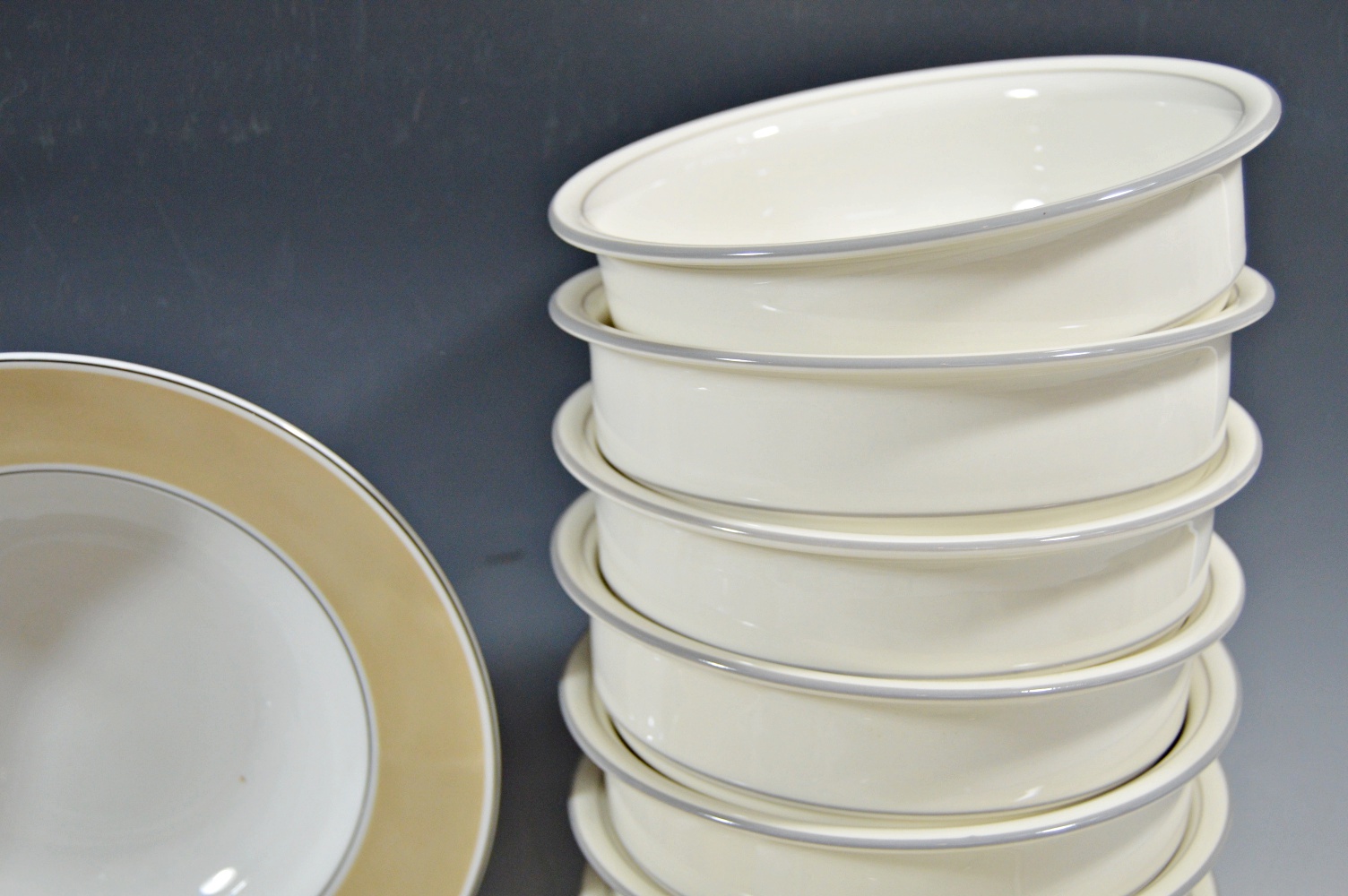 China in White and Beige with Eight Lenox Bowls