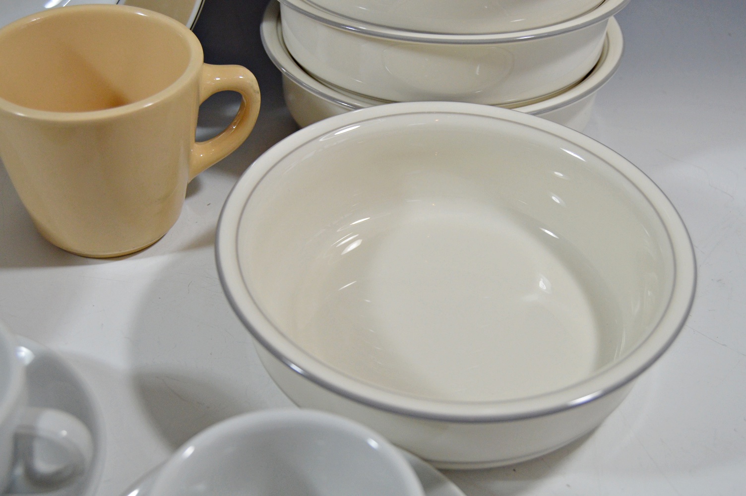 China in White and Beige with Eight Lenox Bowls