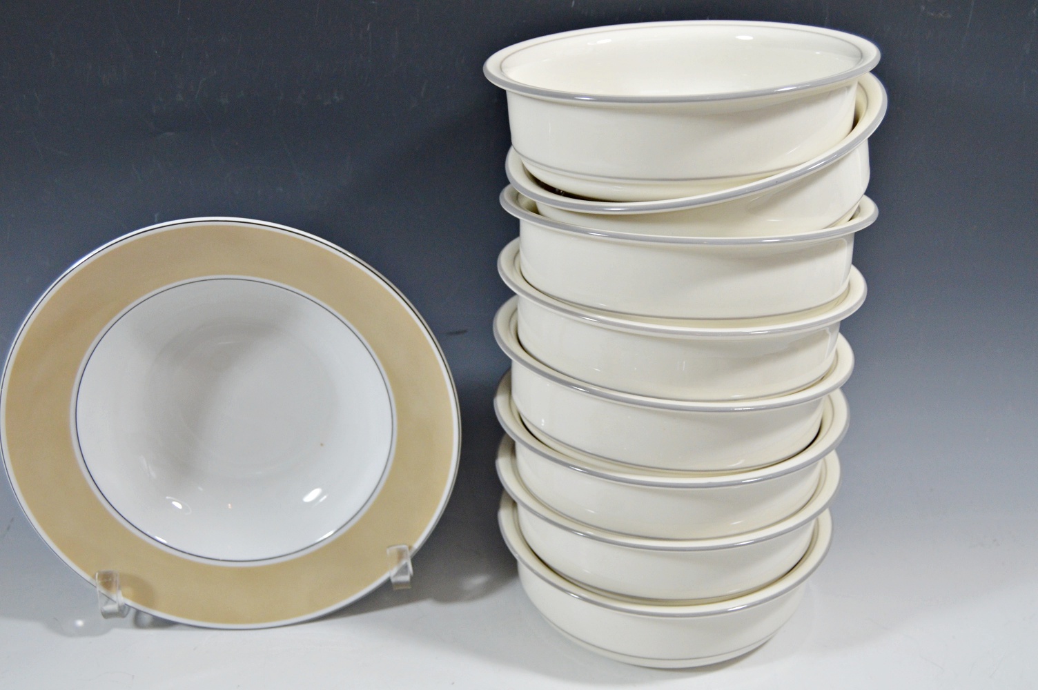 China in White and Beige with Eight Lenox Bowls
