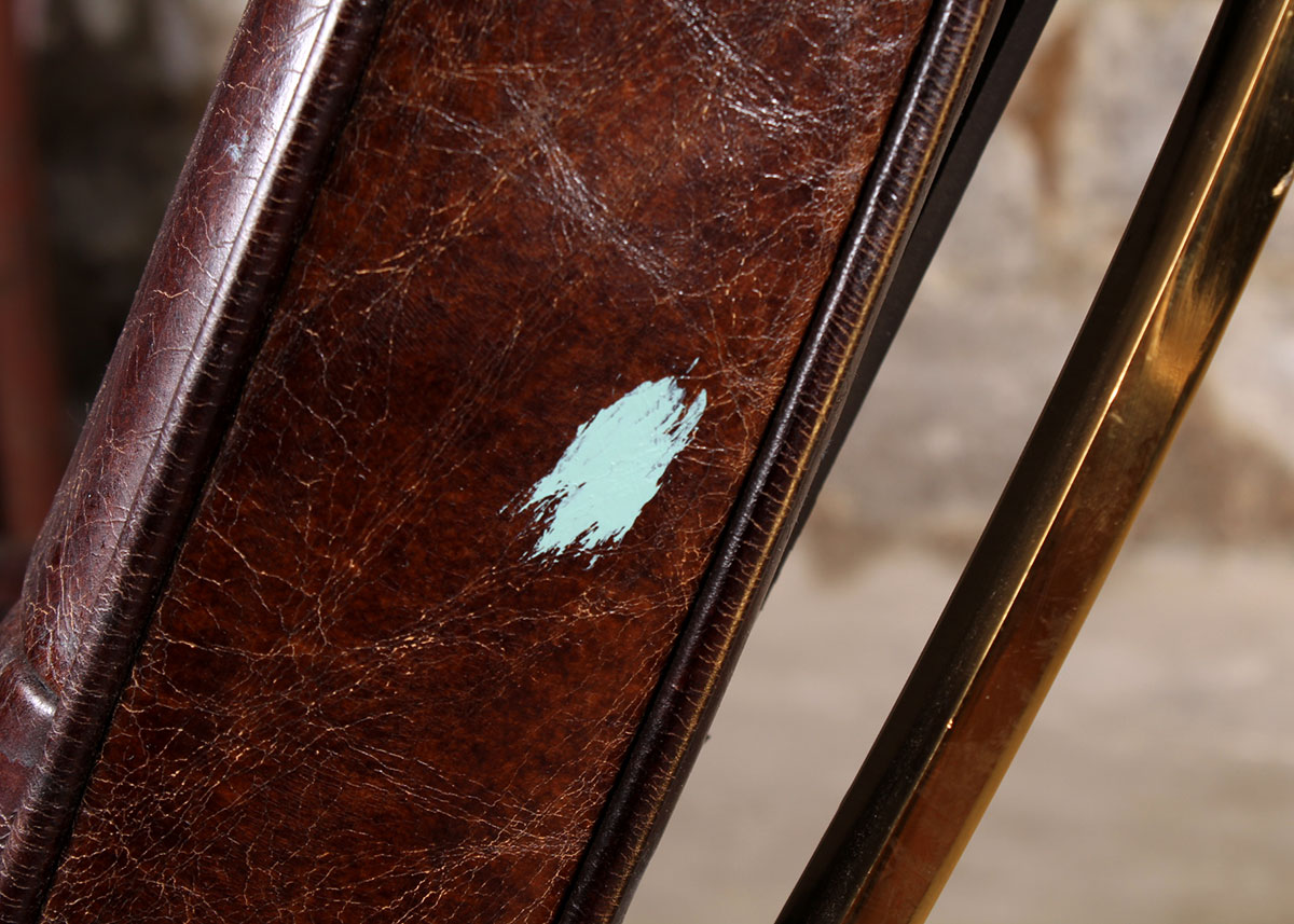 Leather Barcelona Style Armchair with Ottoman