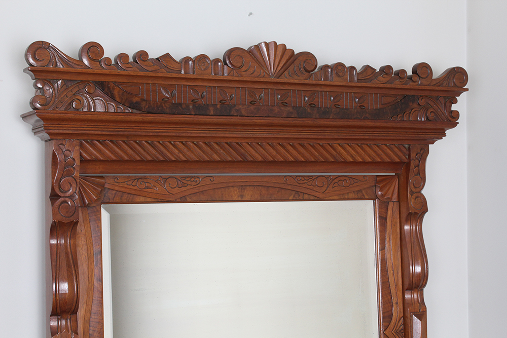 Vintage Marble Top Carved Chest of Drawers with Tilting Vanity