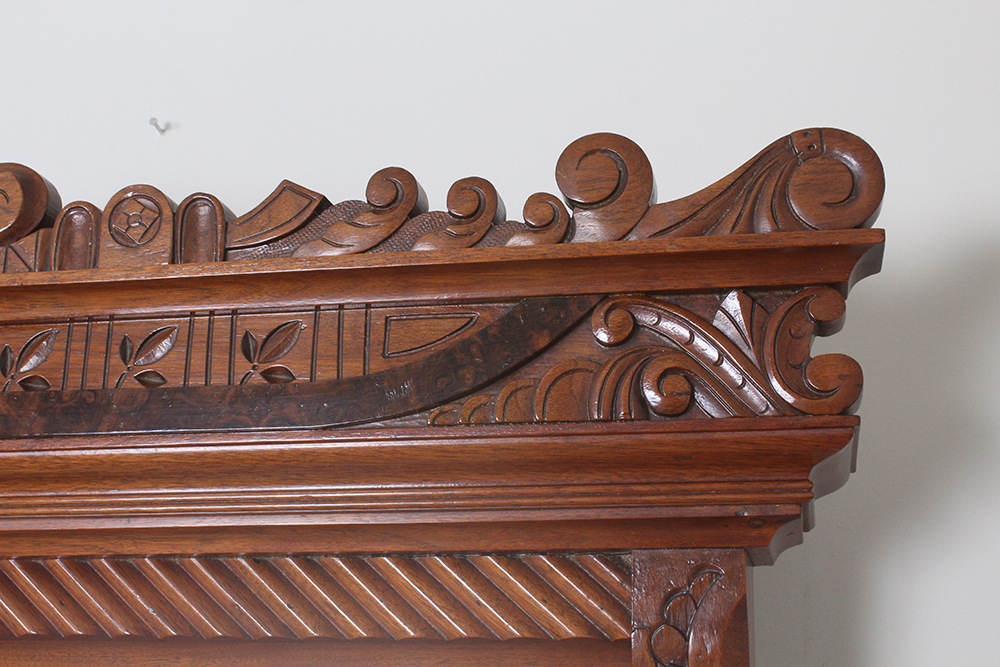 Vintage Marble Top Carved Chest of Drawers with Tilting Vanity