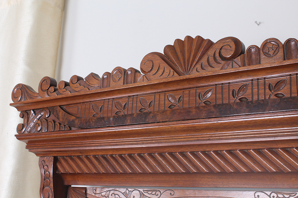 Vintage Marble Top Carved Chest of Drawers with Tilting Vanity