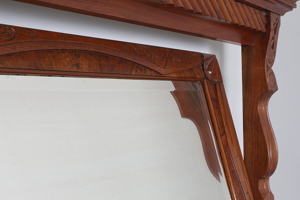 Vintage Marble Top Carved Chest of Drawers with Tilting Vanity