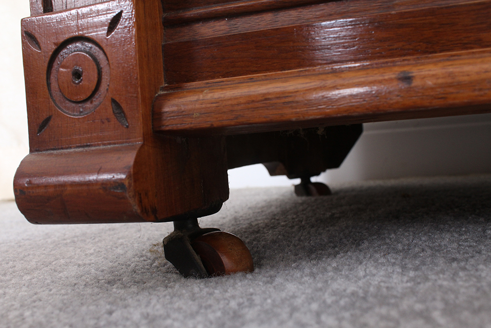 Vintage Marble Top Carved Chest of Drawers with Tilting Vanity