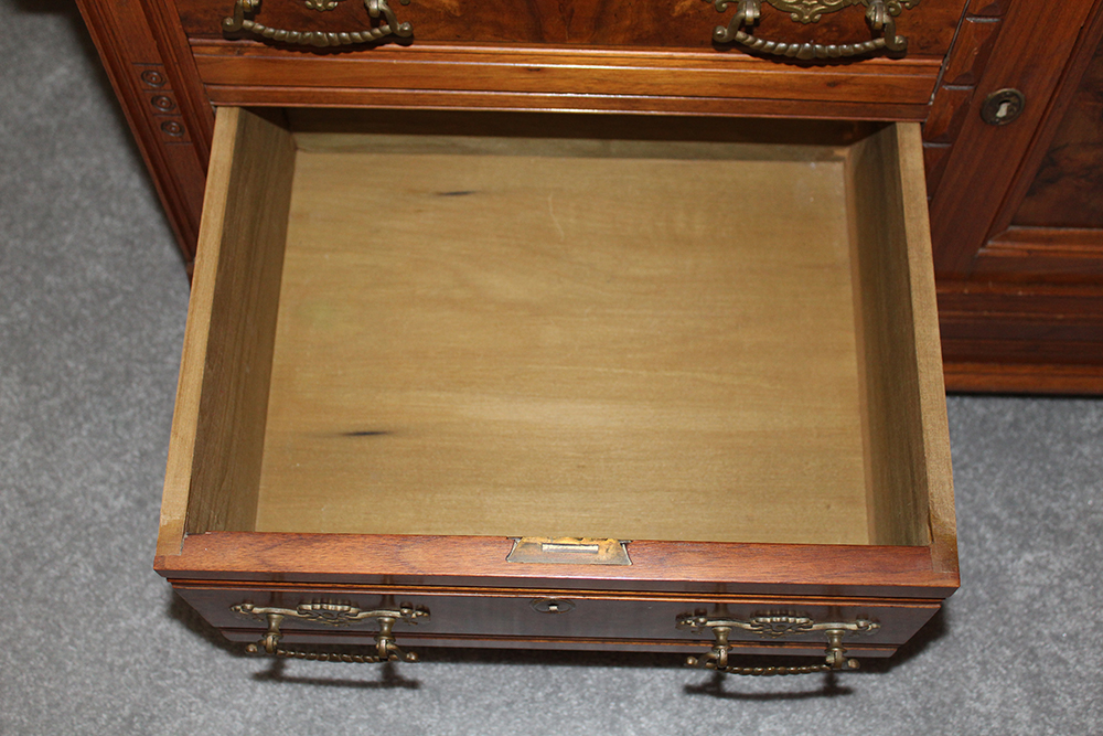 Vintage Marble Top Carved Chest of Drawers with Tilting Vanity