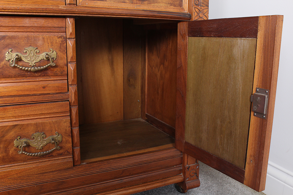 Vintage Marble Top Carved Chest of Drawers with Tilting Vanity