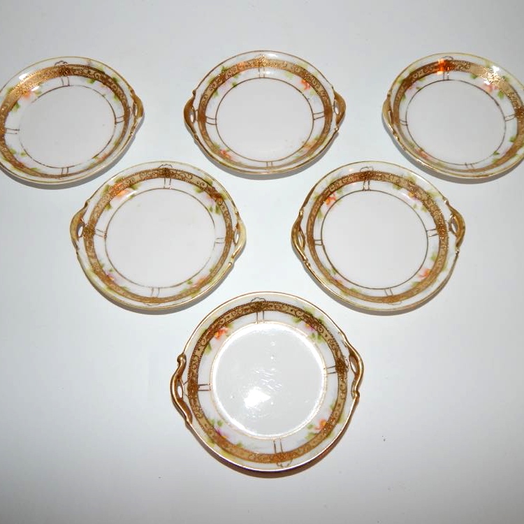 Nippon Porcelain Salt Cellars and Three Homco Bud Vases