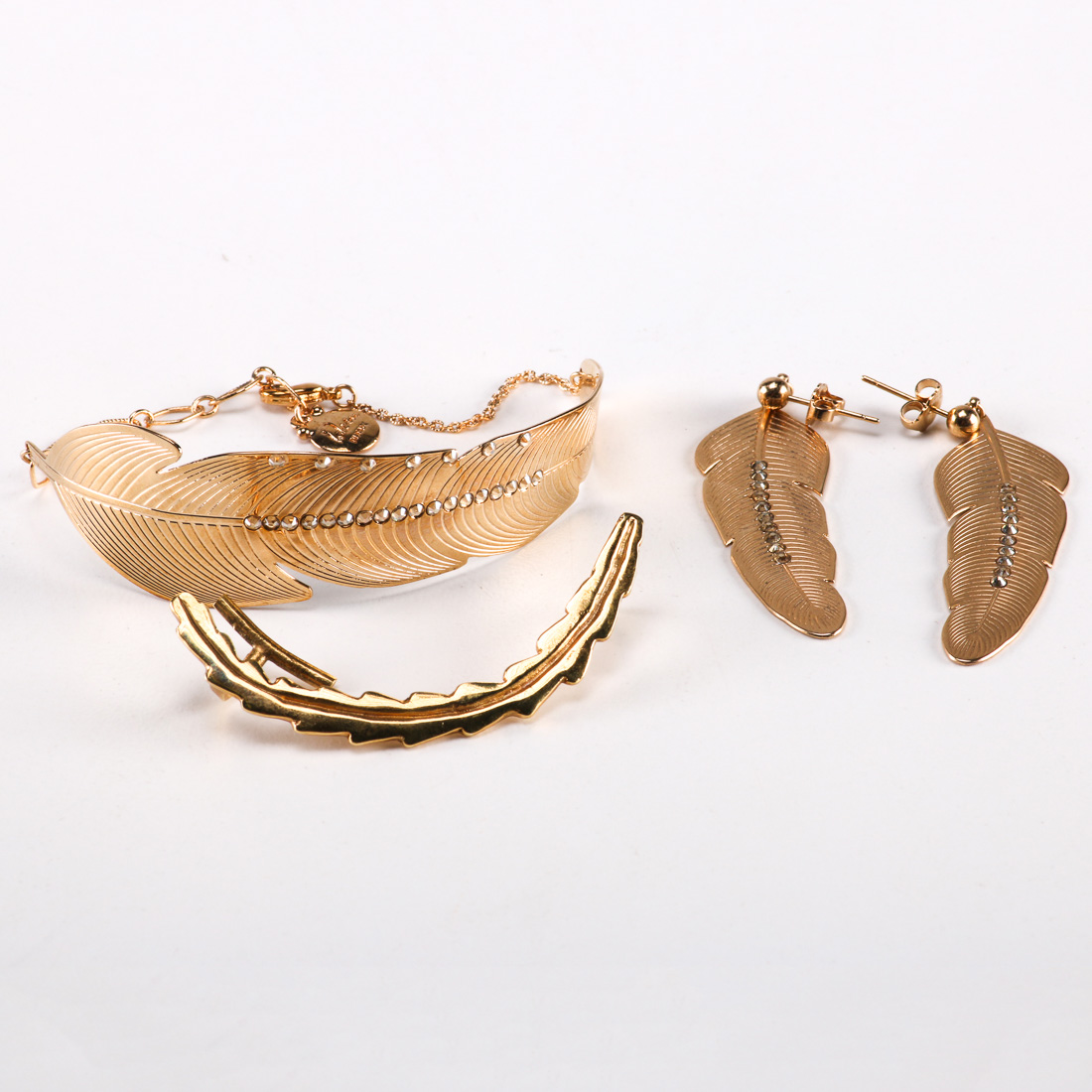 Feather Demi Parure and Floral Ear Cuff