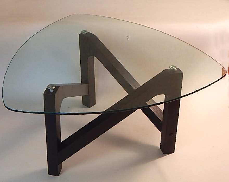 Contemporary Noguchi Inspired Glass Top Coffee Table
