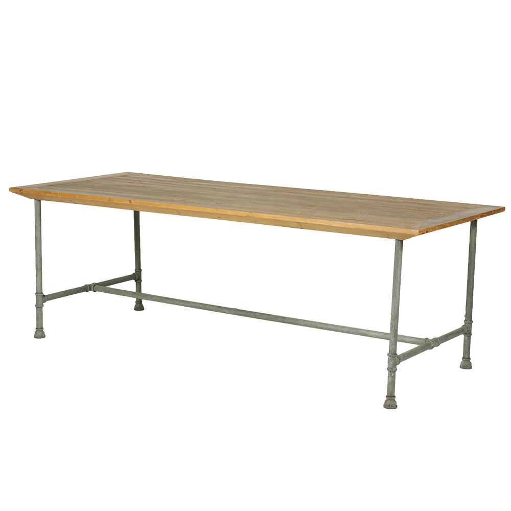 Rustic Style Dining Table with Distressed Wood Top and Metal  Legs