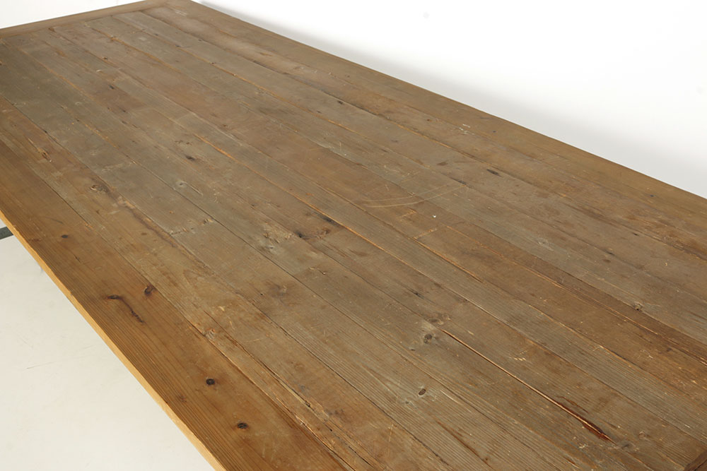 Rustic Style Dining Table with Distressed Wood Top and Metal  Legs