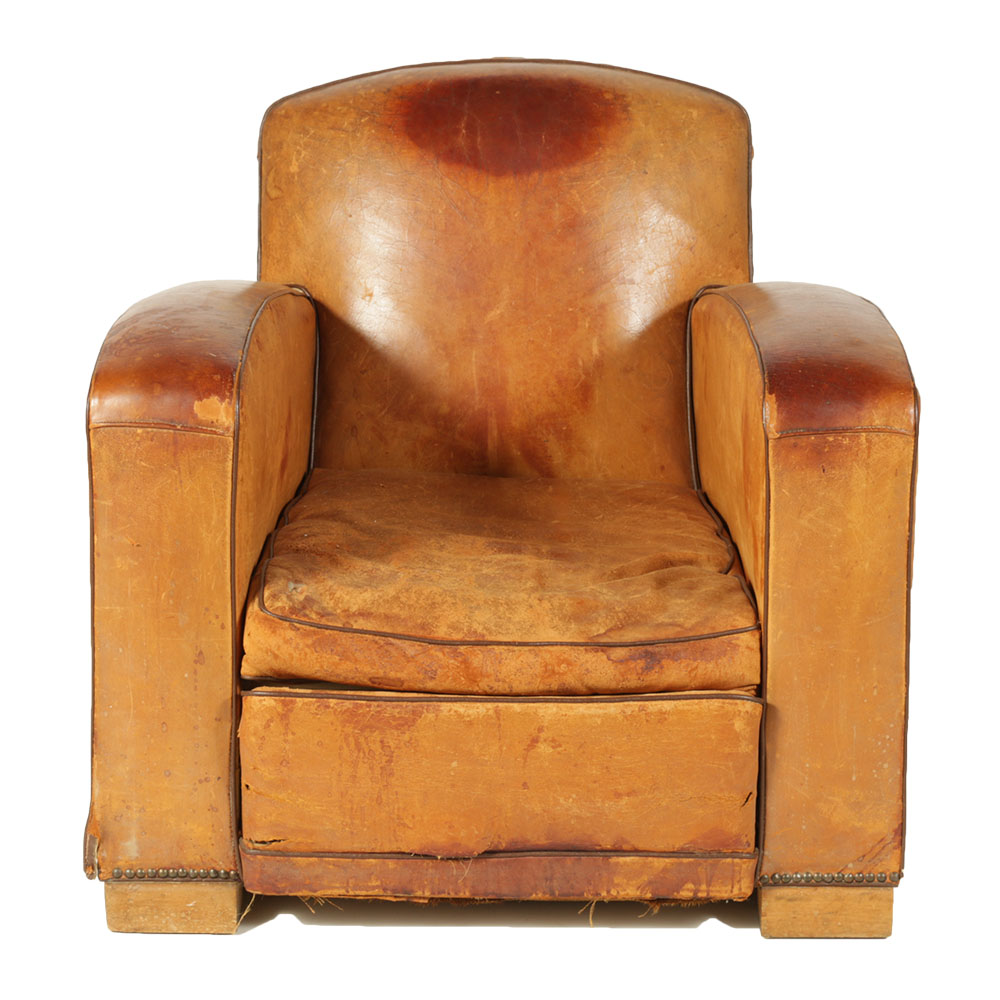 Distressed Leather Club Chair