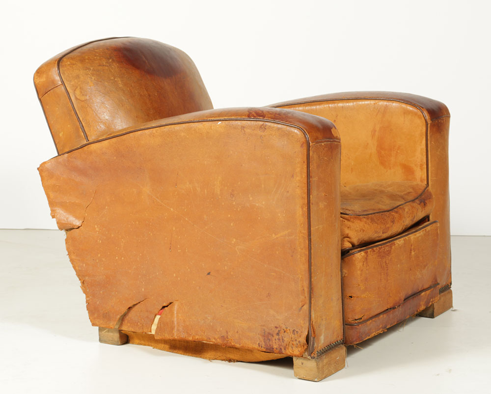 Distressed Leather Club Chair