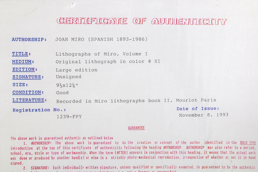 Joan Miro Lithograph From 1975 "Lithographe II" Series